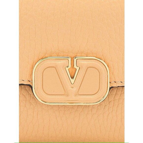 Valentino Garavani V Logo Card Case in Cappuccino Womens Leather Wallet - Picture 6 of 12